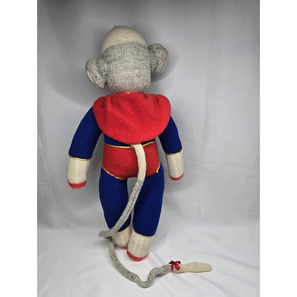 Sock Monkey Superman stuffed animal plush- Handmade 19 Inches - Picture 2 of 14